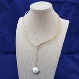 brass, silver and agate necklace