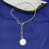 brass, silver and agate necklace