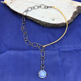 brass, silver, and quartz necklace