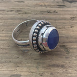Cobalt Blue Chalcedony Ring