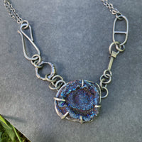 Cobalt Agate Geode Chain Necklace